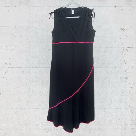 VTG Y2K Taboo Babydoll Asymmetrical Maxi Dress 2X Fairy Goth Black Pink - Picture 1 of 16